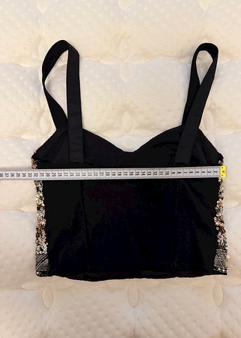 Siyah Payetli Straplez Mini Büstiyer Zara - Görsel 3