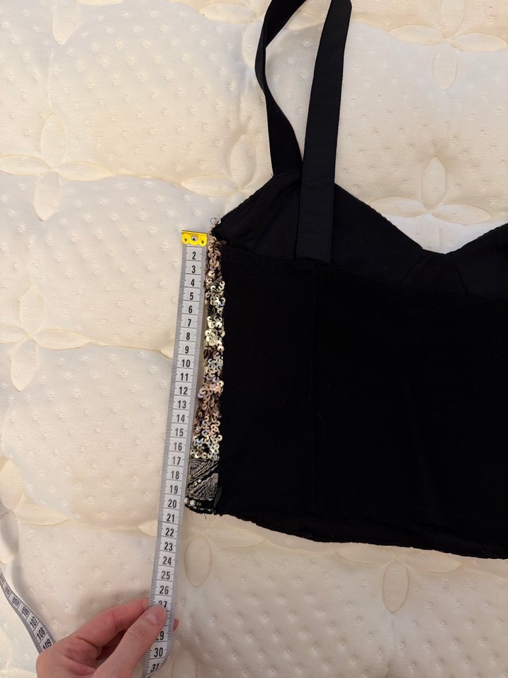 Siyah Payetli Straplez Mini Büstiyer Zara - Görsel 4