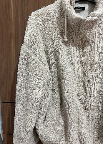 s Beden Kadın Bej Yumuşak Tüylü Oversize Ceket