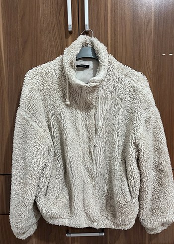 Kadın Bej Yumuşak Tüylü Oversize Ceket