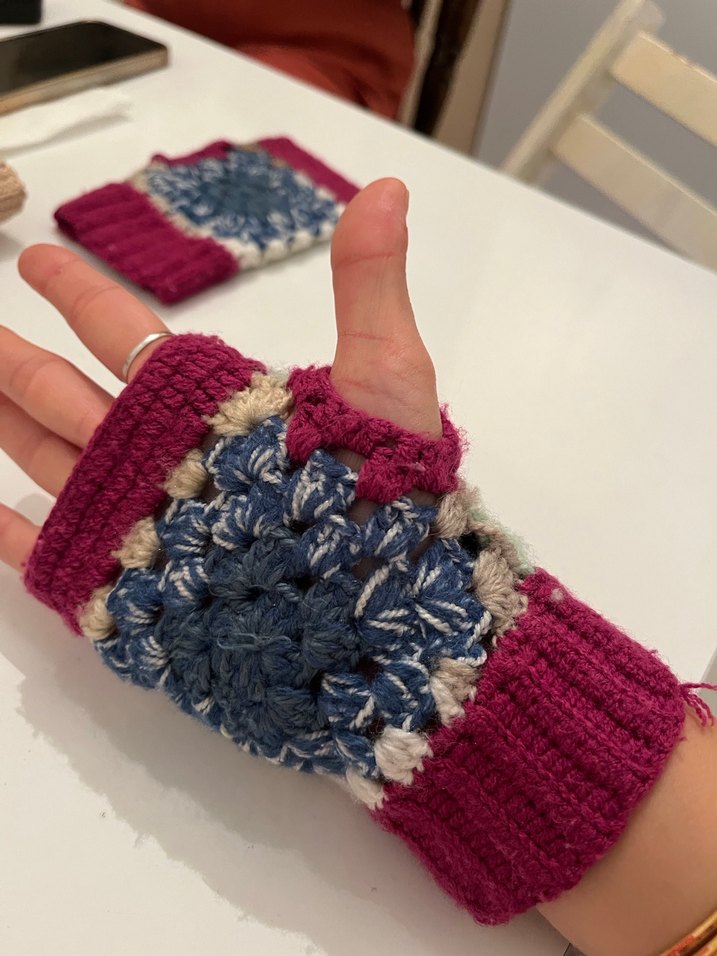 Renkli Bohem Örgü Kadın Eldiveni (El Emeği) - Görsel 2