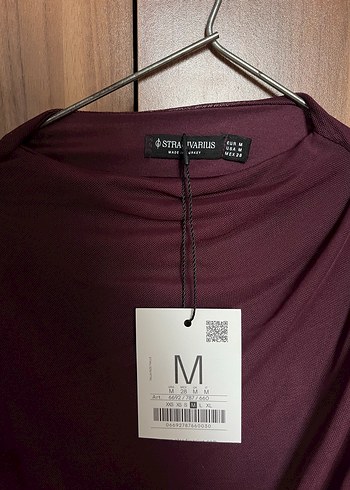 STRADİVARİUS ETİKETLİ SIFIR Bordo Drapeli Uzun Kollu Kadın Bluz - Görsel 5