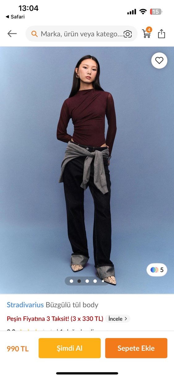 STRADİVARİUS ETİKETLİ SIFIR Bordo Drapeli Uzun Kollu Kadın Bluz - Görsel 2