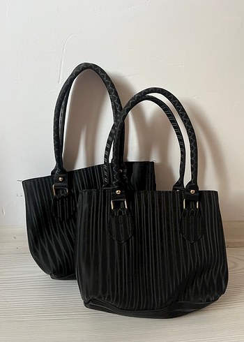 Pilise Detaylı Siyah Deri Kadın Çanta - Görsel 2