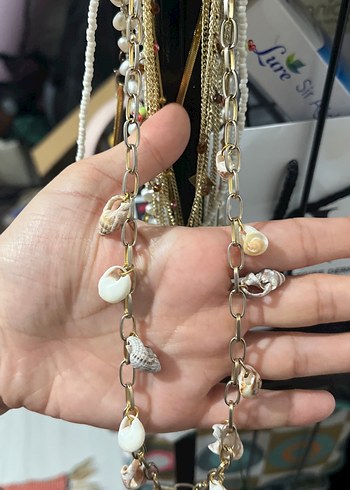 Beden Bohem Zincir Detaylı deniz kabuklu Midi Kolye