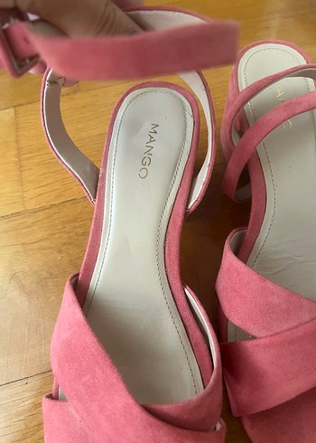 38 Beden pembe Renk Mango Pembe Süet Topuklu Kadın Sandalet