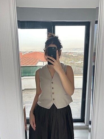 Zara Prenses model vual etek kahverengi (ön sipariş)