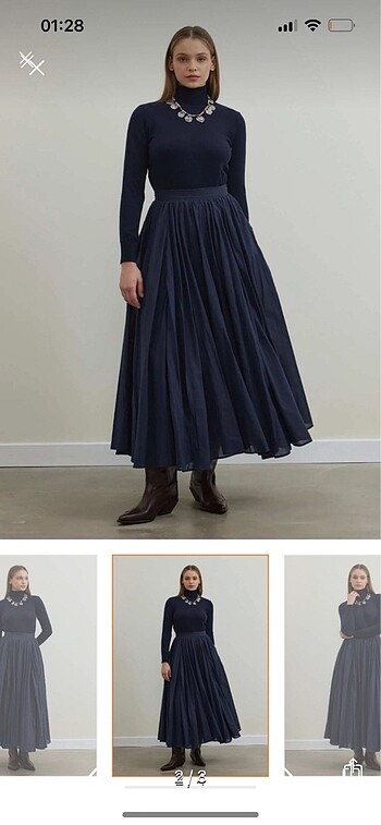 Suud Collection Lacivert prenses model etek (ön sipariş)