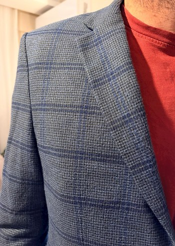 Düğmeli Kareli Gri Erkek Takım Ceketi - Görsel 3