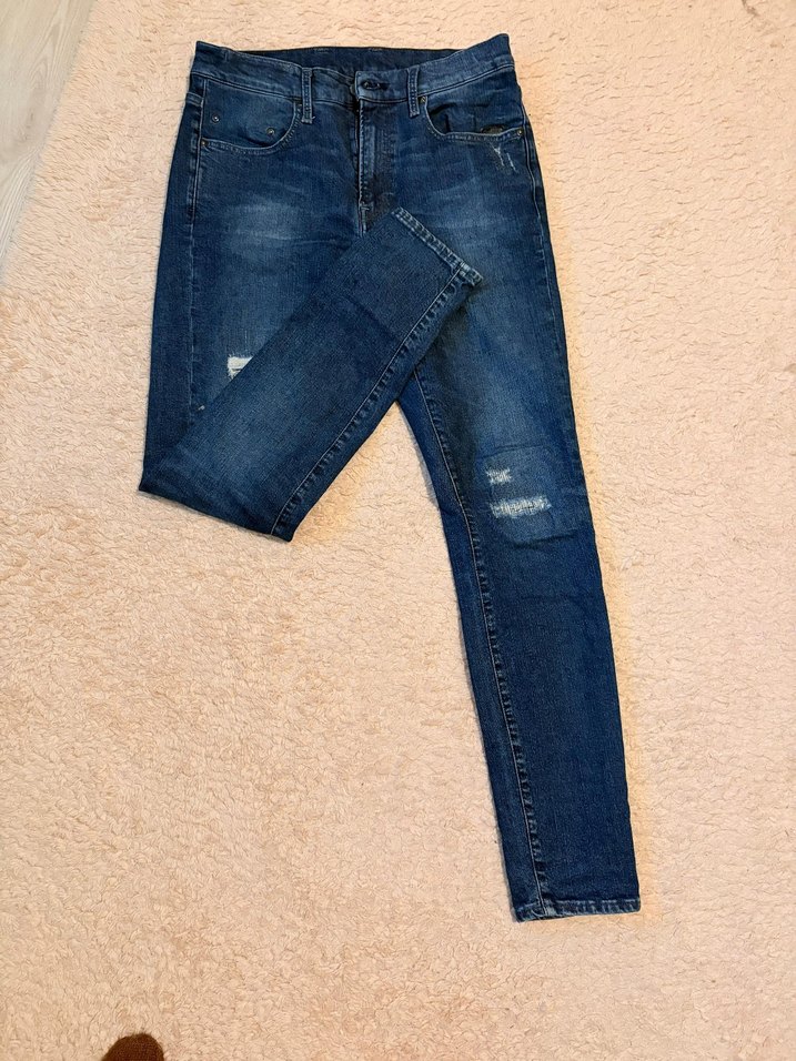 Parlak Mavi Midi Boy Bol Kesim erkek Kot Pantolon - Görsel 2