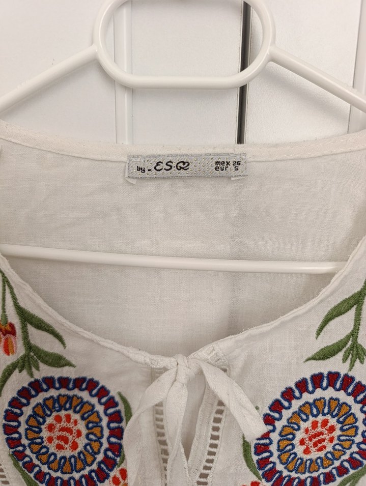 Nakışlı Bohem Beyaz Kadın Bluz - Görsel 2