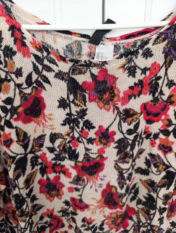 Dantel Detaylı Bohem Çiçekli Uzun Kollu Bluz - Görsel 2