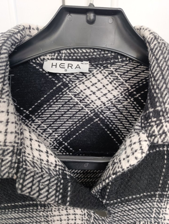 Gri Ekose Düğmeli Kadın Gömlek - Görsel 2