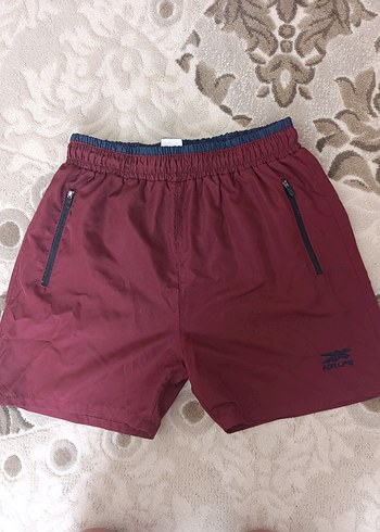 Bordo Erkek Şort Fermuarlı Cepli