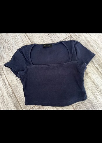 Fitilli Kumaşlı Kısa Kollu Mini Crop Top