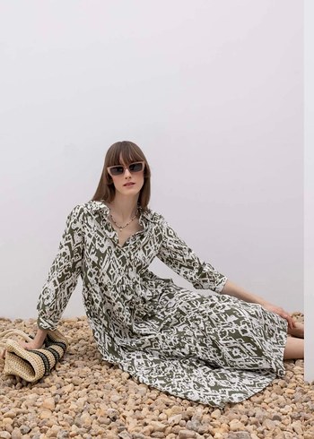 Bohem Uzun Kollu Kadın Elbise - Görsel 2