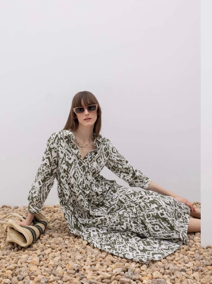 Bohem Uzun Kollu Kadın Elbise - Görsel 2