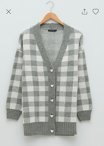 Ekoseli Örgü Kadın Hırka - Görsel 5