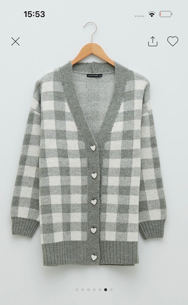 Ekoseli Örgü Kadın Hırka - Görsel 5