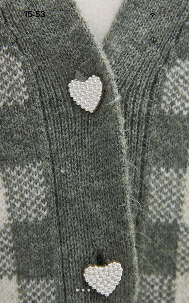 Ekoseli Örgü Kadın Hırka - Görsel 4