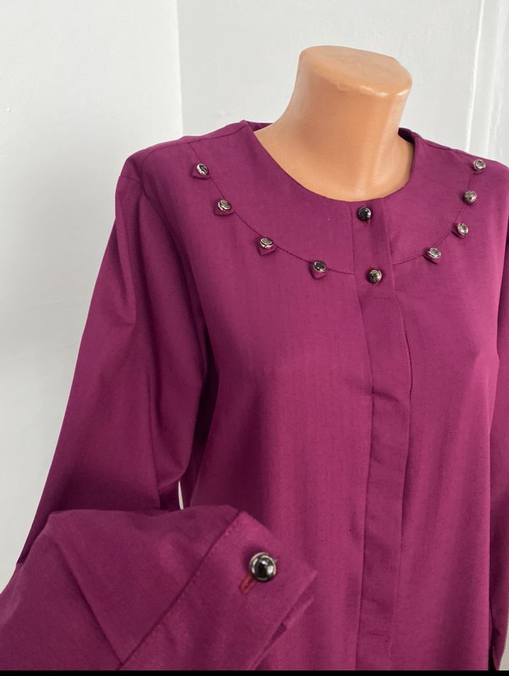 Bordo Uzun Kollu Kadın Tunik - Görsel 3