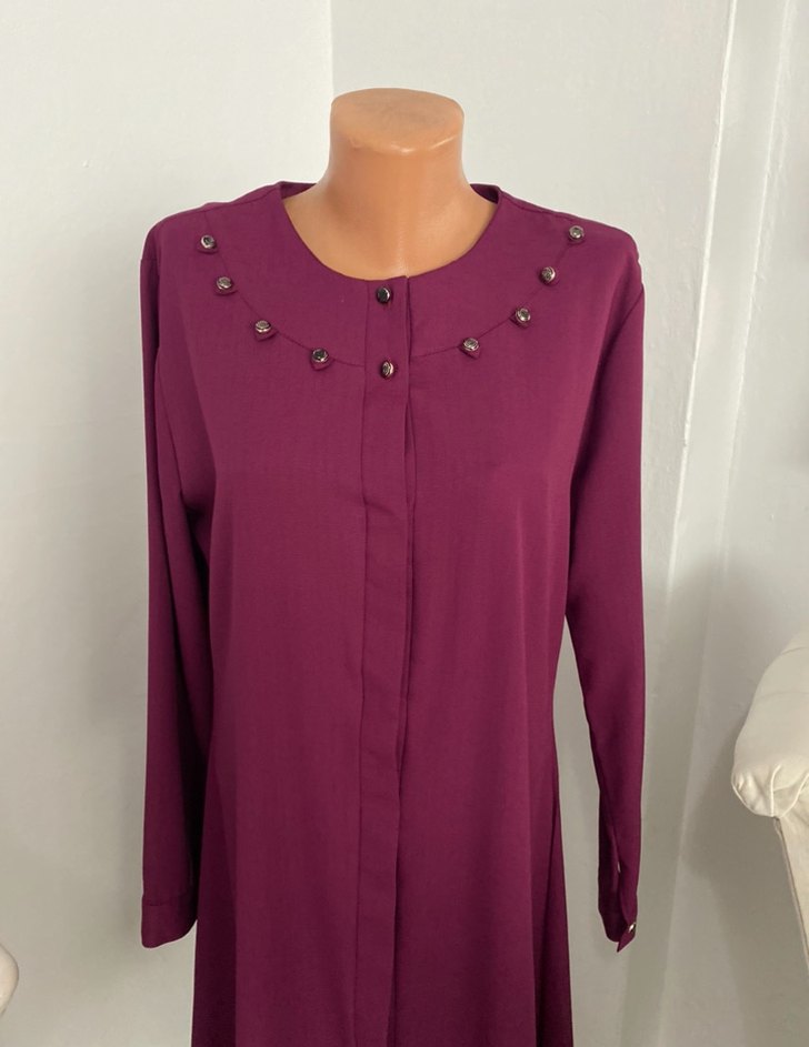 Bordo Uzun Kollu Kadın Tunik - Görsel 2