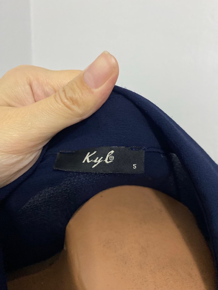 Lacivert Düğmeli Uzun Kollu Uzun Elbise - Görsel 5