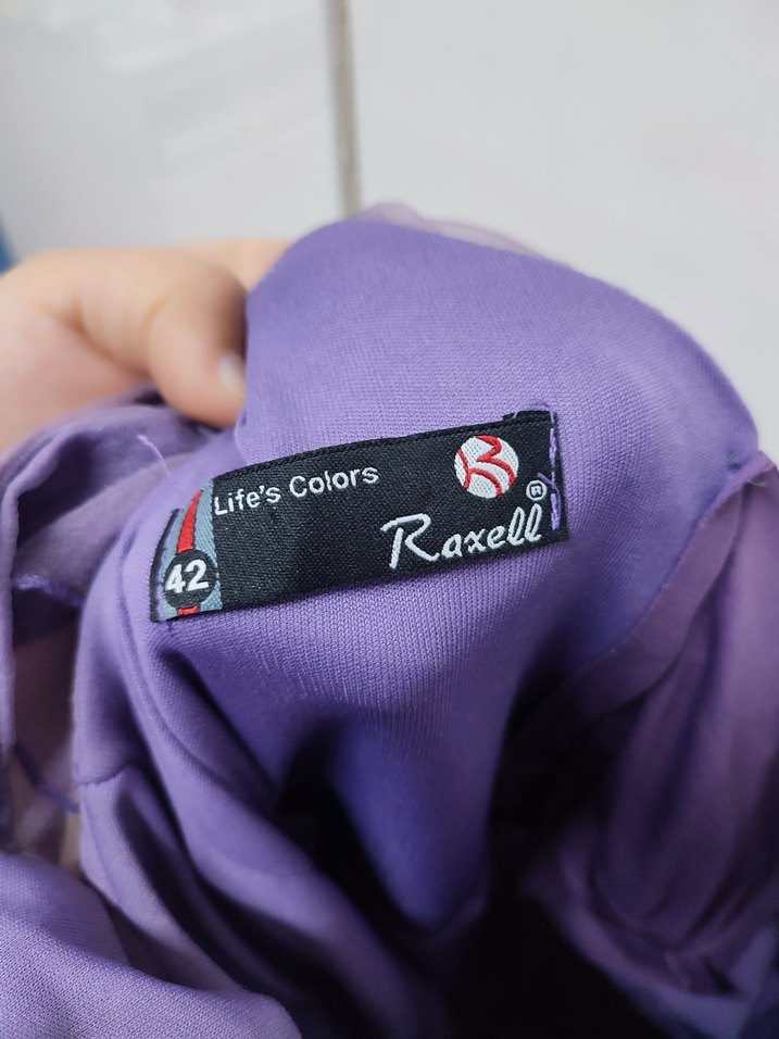 Mor Uzun Kat Kat Fırfırlı Straplez Kadın Elbise - Görsel 3