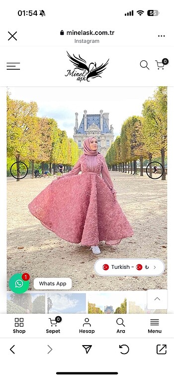 40 Beden pembe Renk Minelaşk abiye