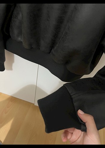 l Beden siyah Renk Zara Siyah Deri Fermuarlı Kısa Ceket