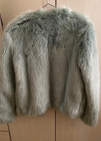 Bershka Gri Kadın Suni Kürk Midi Ceket