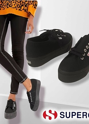 SUPERGA 2790 Linea Black Platform Sneakers