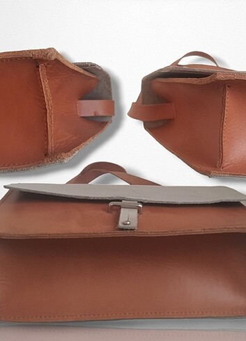  Beden TWO HANDS MADRİD Handmade Leather Messenger Bag
