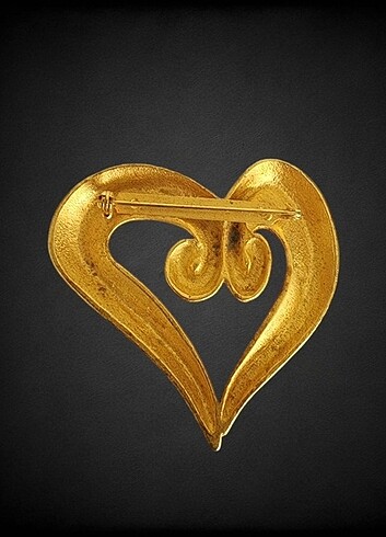 Beden altın Renk ROCHAS 80's Vintage Heart Brooch