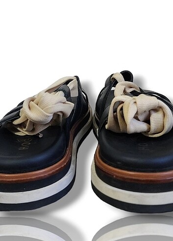Hogan HOGAN Black Leather Gladyatör Sandals 37.5 Size