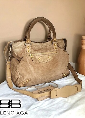 BALENCİAGA Beige Suede City Bag