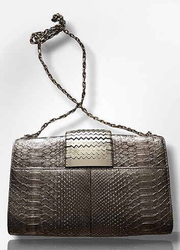 Misela MISELA Phyton Silver Shoulder Bag
