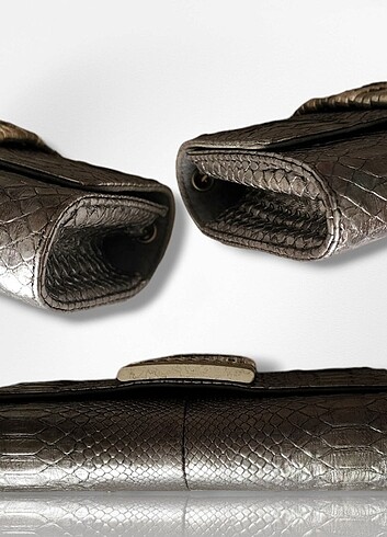 Beden gri Renk MISELA Phyton Silver Shoulder Bag