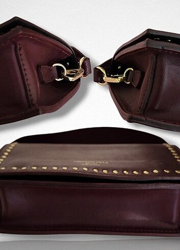  Beden bordo Renk CHRİSTİAN VİLLA Leather Two Way Bag 