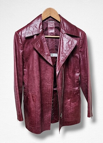 m Beden DERİSHOW Burgundy Leather Jacket