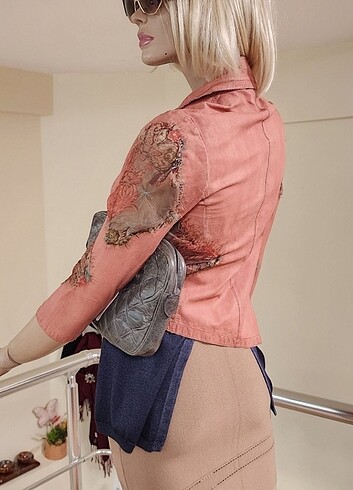 36 Beden COLLECTİON PRİVEE Leather & Silk Jacket