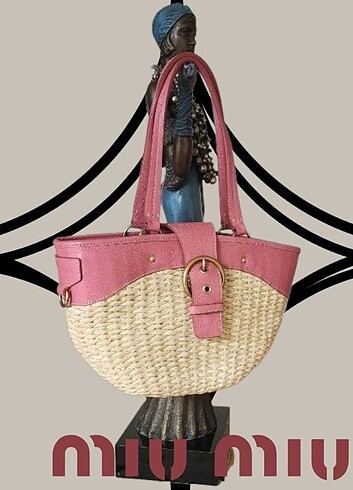 MİU MİU Natural Straw Shoulder Bag