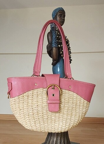 Beden camel Renk MİU MİU Natural Straw Shoulder Bag