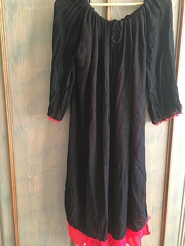 Kırmızı Siyah Şile Bezi Elbise