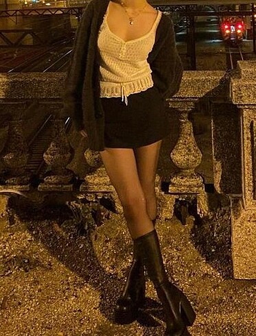 Zara Grunge Siyah mini etek
