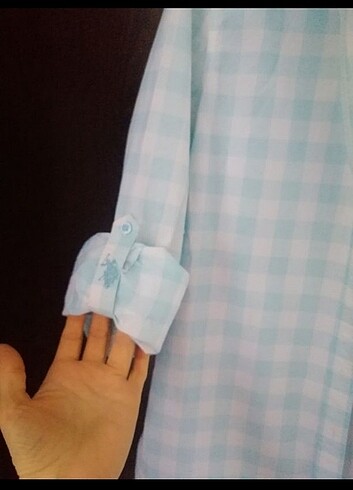 m Beden çeşitli Renk Polo Marka Pamuklu Kol Detay Kare desen gömlek 