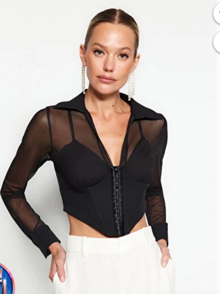 V Yakalı korse gömlek - Görsel 5