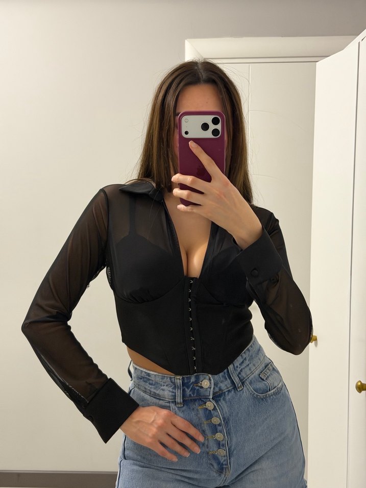 V Yakalı korse gömlek - Görsel 4