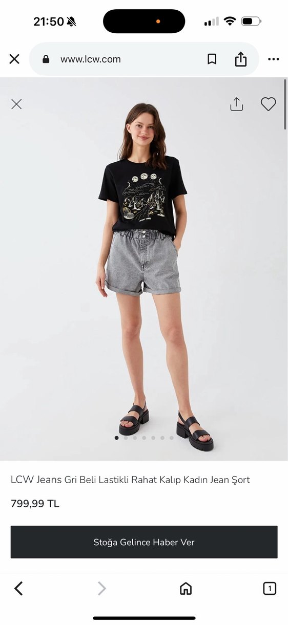 Gri Düğmeli Kadın Kot Şort - Görsel 2