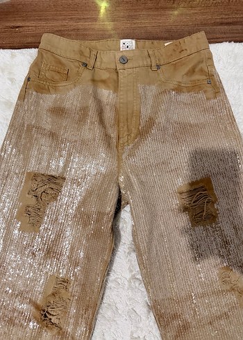 Kadın Payetli Bol Kesim Jean - Görsel 2